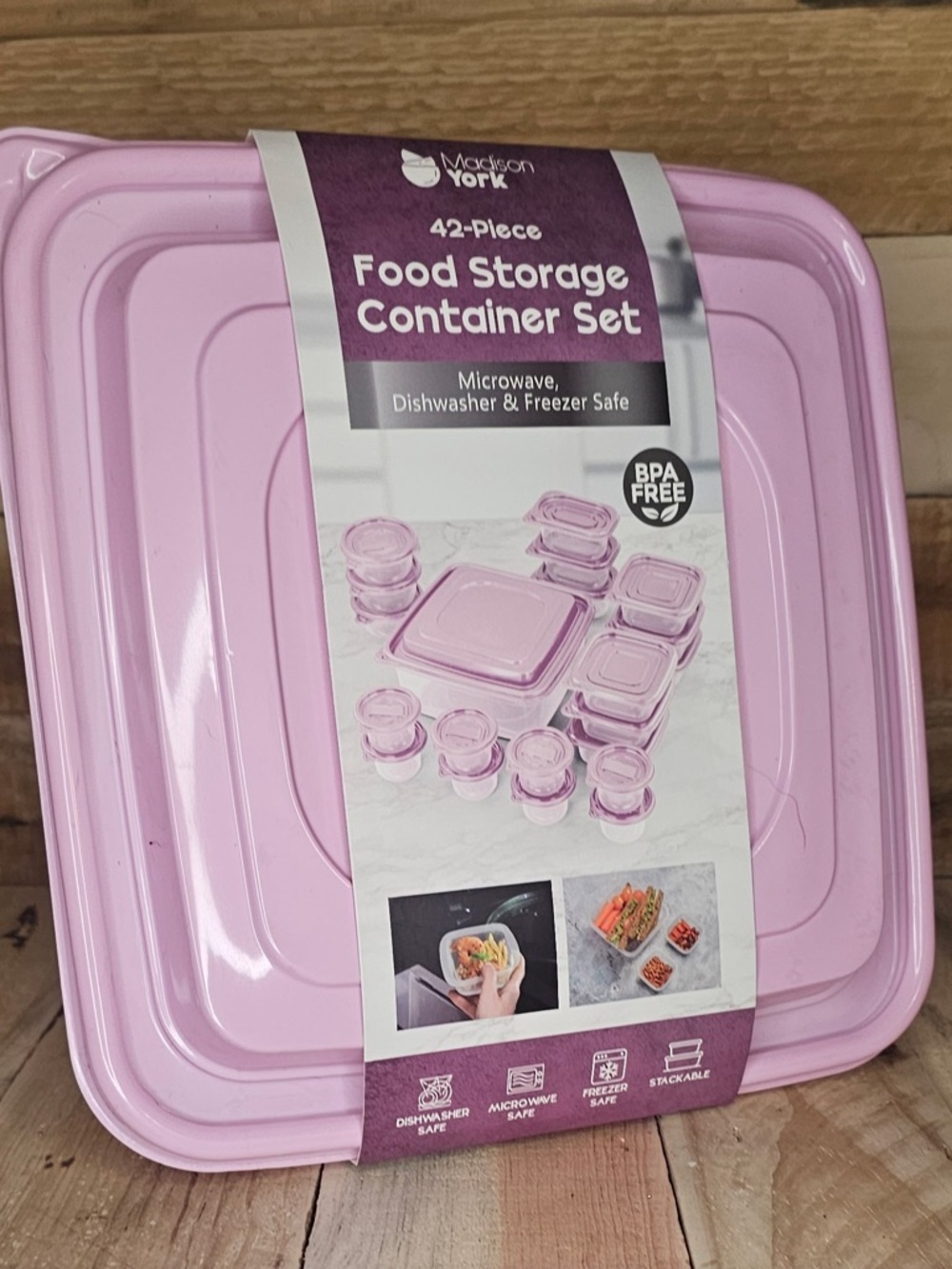 Madison York 42-Piece Pink Food Storage Container Set